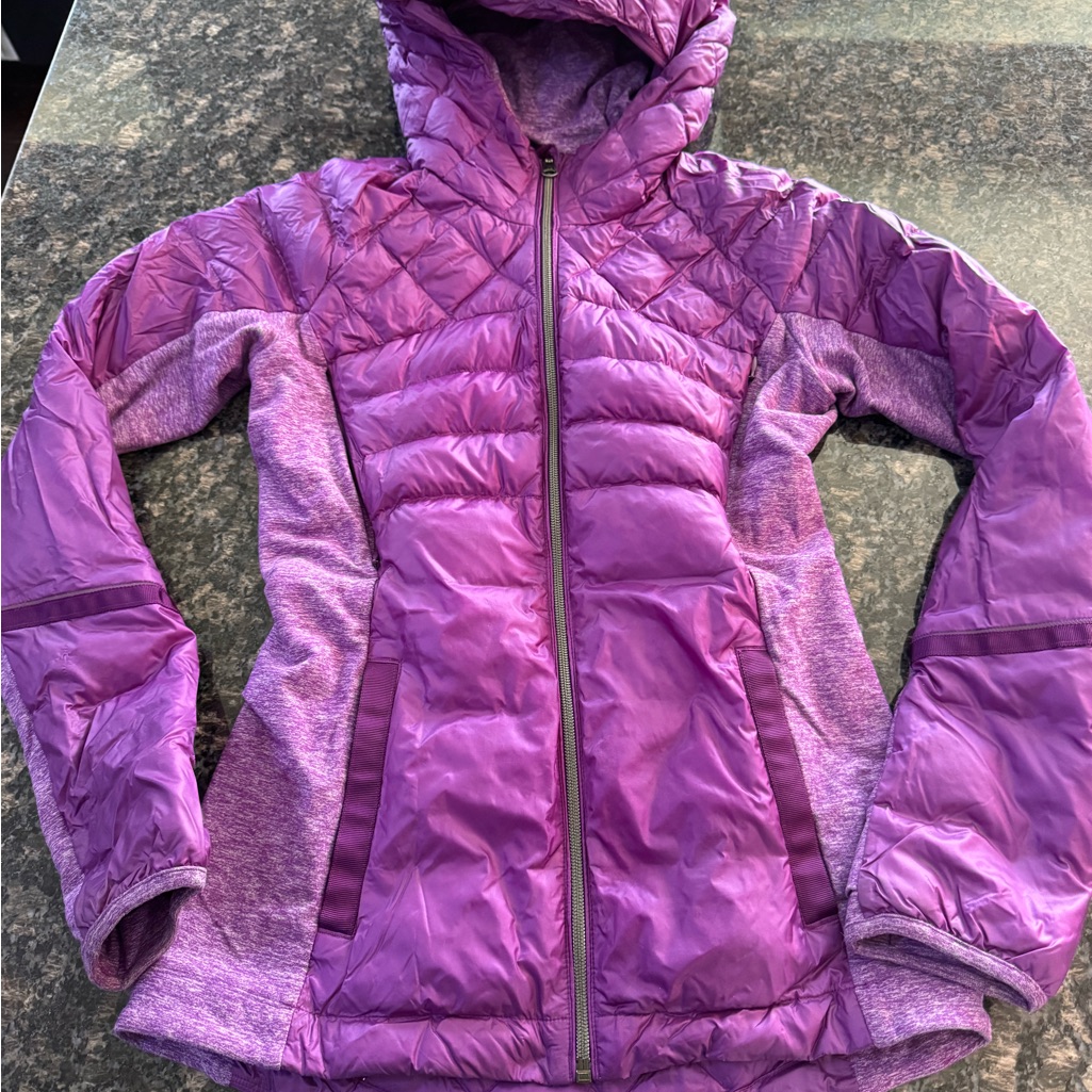 Lululemon Goose Down For A Run Zip Up Purple Pocket Quilted Jacket 4 Coat